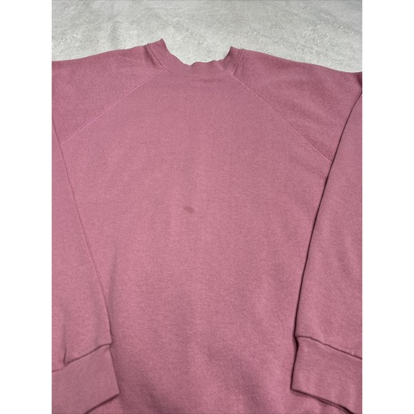 Vintage 90s Tultex Blank Soft Pink Crewneck Sweatshirt Size Large USA Made - Picture 2 of 10